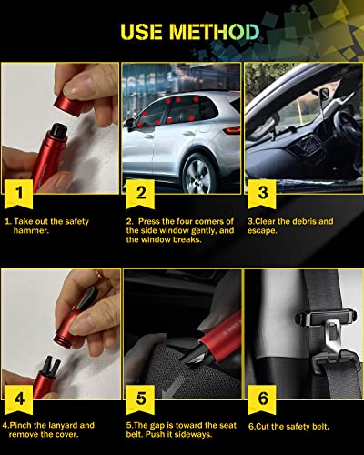YONGMING Notfall-Auto-Sicherheitsgurtschneider und Glasfensterbrecher, 2-in-1, tragbares multifunktionales Sicherheitsset, Hammer und Fluchtretung, Auto-Fenster-Stanzer, Werkzeug mit gehärtetem Glas