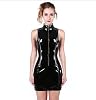 BERMEL Womens Dresses Bodysuit Shiny Black PVC Leather Catsuit Full Body Sexy Latex Tight Zipper Jumpsuit Rubber Clothing