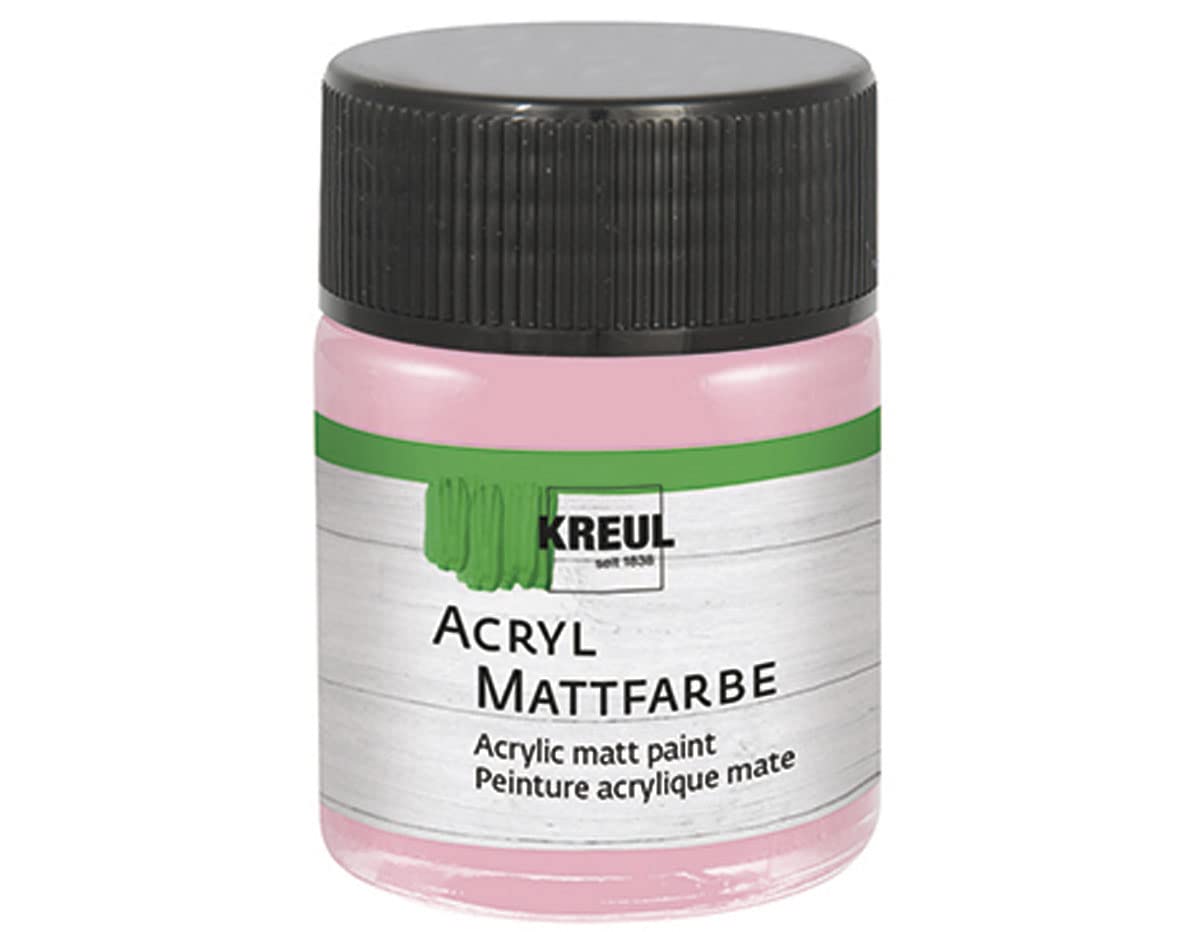 KREUL 75545 - Pintura acrílica mate, rosa pastel en bote de 50 ml, pintura al agua cremosa, opaca, de secado rápido, adecuada para muchas superficies diferentes