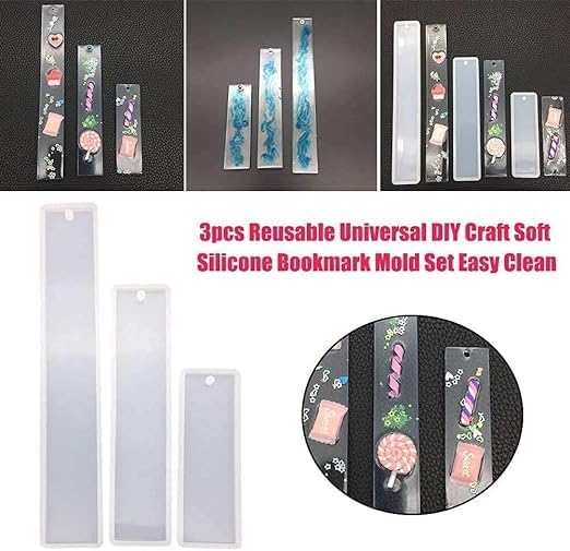 MGS CRAFT VIBES Silicone Resin 3pc Bookmark Making Resin Mold DIY Rectangular Design Art Mould for Craft Epoxy Mould 3PC Set Candle Making Moulds 1