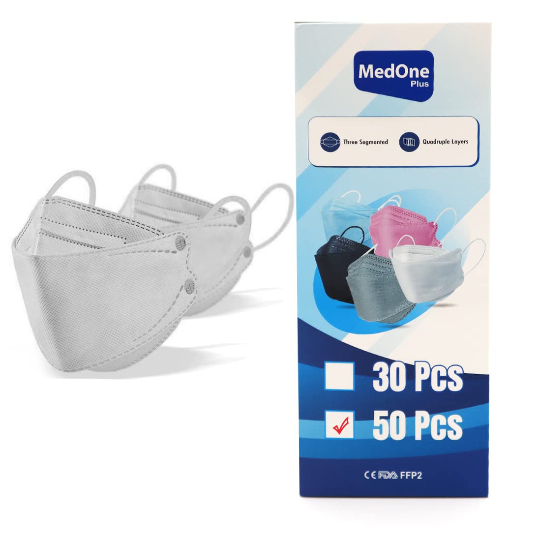 50Pcs Disposаble Face Mask Filtеr Face Mask - Individually Packaged (Gray)