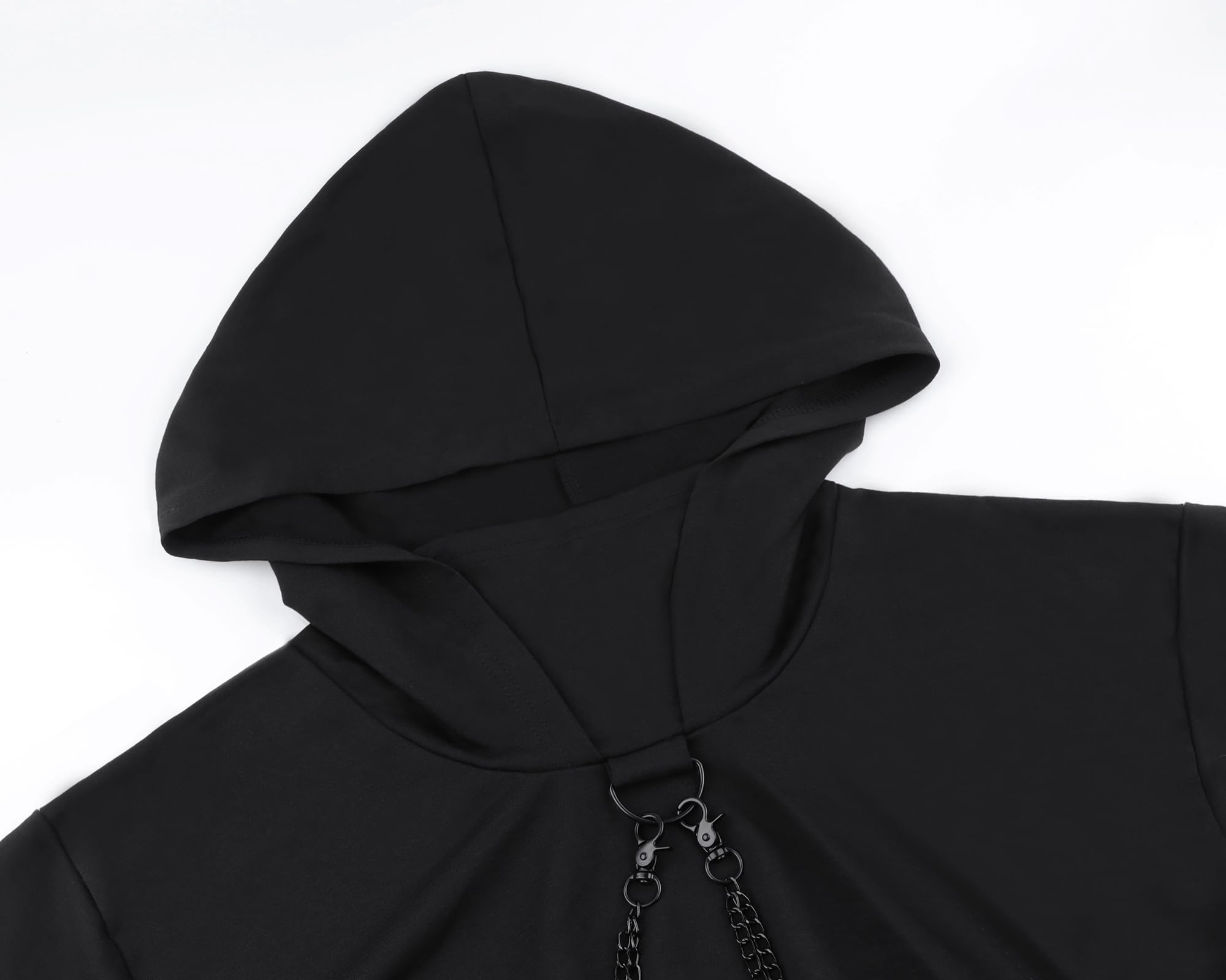 Maglietta a maniche lunghe con bretelle, da donna, stile gotico, punk, cool, con motivo drago, girocollo, nero, per autunno