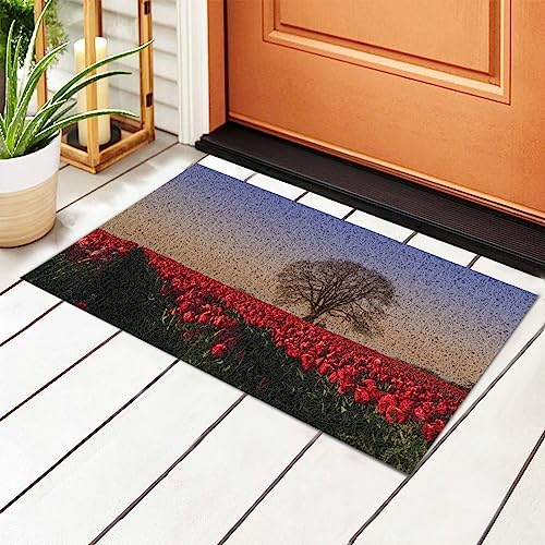 Paillasson d'intérieur VACSAX 40x60 cm antidérapant en PVC à motif tulipes