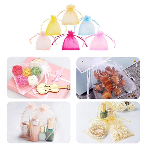PandaHall 100st 7cm * 9cm rechthoek organza geschenkzakken, bruiloft gunstzakjes sieraden zakjes, gemengde kleur - Image 8