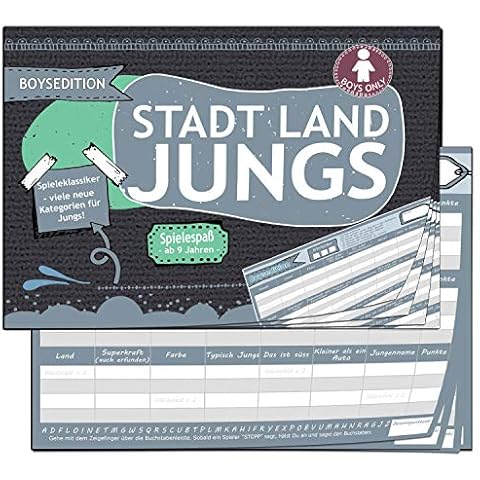 KARTENVERSAND24 Stadt Land Fluss Jungs Geschenk-Idee für Jungen ab 9 10 12 Jahren Geschenke Junior Spiel-block Geburtstagsgeschenk Edition Wichtelgeschenk Kinder Cover