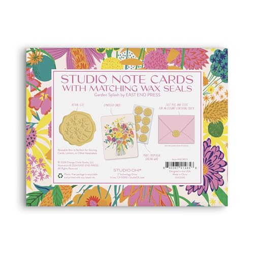 Image of Studio Oh! Blank Note Cards with Envelopes and Wax Seals, Boxed Stationery Set, Embossed All Occasion Cards for Thank You Notes, Letters, Gifts and Keepsakes, Garden Splash
