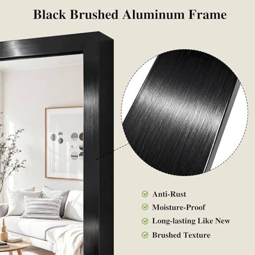 Image of Koonmi Black Rectangle Wall Mirror, 24x32 Inch Bathroom Mirror, Aluminum Frame Vanity Mirror for Entryway, Living Room, Bedroom Bathroom, Hangs Horizontally or Vertically