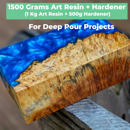 Image of Oytra Deep Pour Casting Liquid Hardener 2 1 Ratio Art Materials Crystal Clear Craft Epoxy Resin for Wood Perfect for Professional Tabletop Preservation and Large DIY Cast Art Projects (1.5 Kg)