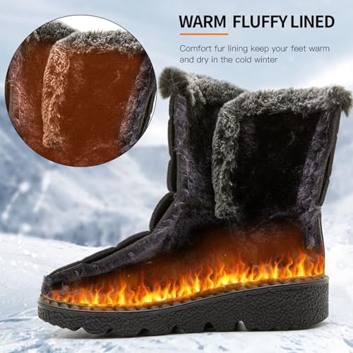 GUNIYIFS Womens Winter Snow Boots Winter Boot with Comfortable Flat Shoes for Women Warm Fur Lined Ankle Booties Outdoor Slip On Waterproof Short Boots4