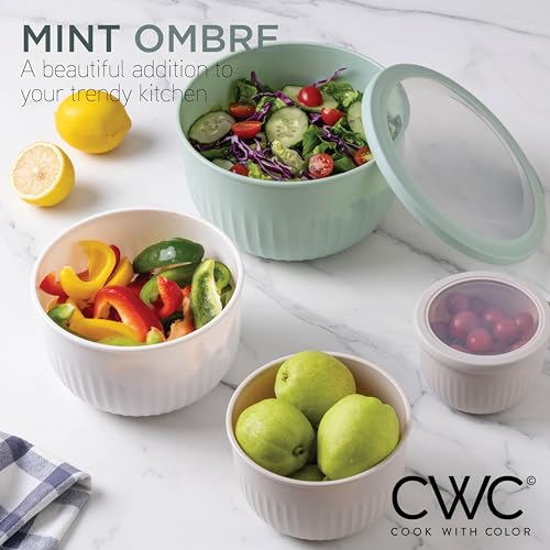 COOK WITH COLOR Prep Bowls with Lids- Wide and Deep Nesting Plastic Small Mixing Bowl Set with Lids, 12 Piece Set - Deep Bowls, Mint by COOK WITH COLOR - Image 4