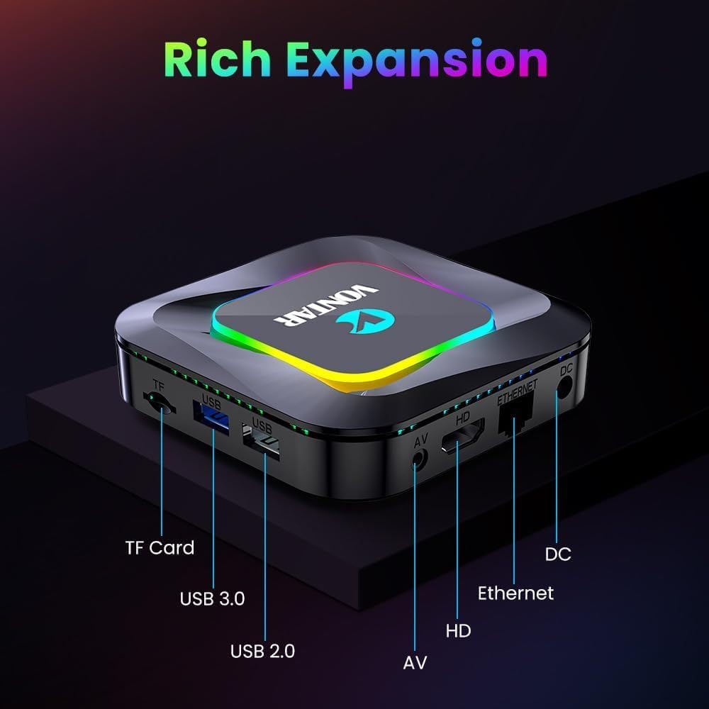 CHROX Android 13.0 TV Box, Vontar R3 Set Top Box RK3528 Quad Core CPU MALI-G31 MP2 GPU H.265 Décodage 2,4g / 5g WiFi 10 / 100M DLAN Smart TV Box Box,4gb+32gb