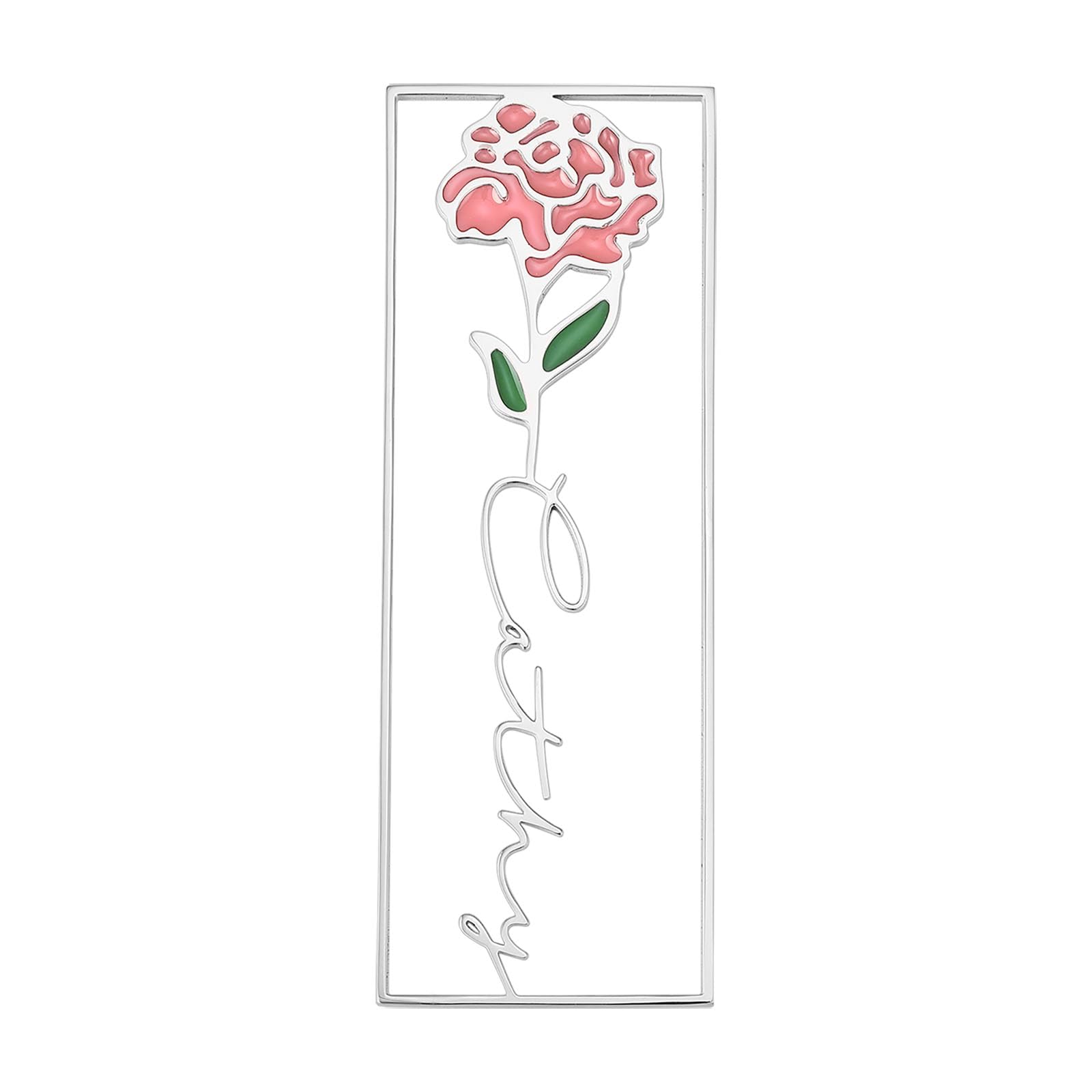 INBLUE Marcapáginas Personalizado Flor de Nacimiento con Nombre Acero Inox Colorido Marcapáginas para Amantes de Libros Cortar Nombre Marcapáginas Regalos para Amantes de Lectura (Estilo A - Plata)