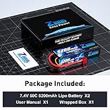 Zeee 2S Lipo Battery 5200mAh 7.4V 50C Hard case RC Battery with T Plug for 1/8 and 1/10 RC Vehicles Car RC Buggy Truggy RC Airplane UAV Drone FPV (2 Pack) - Image 6