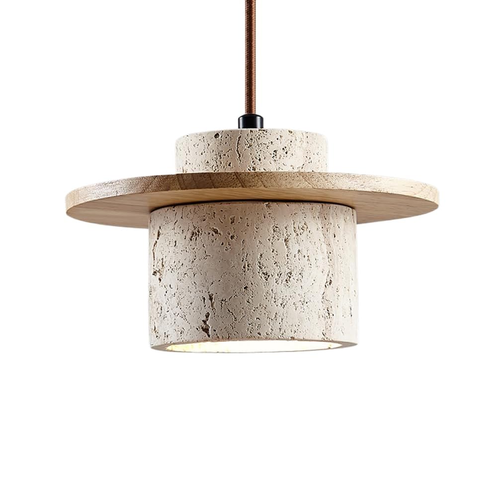 LTTKLMP Nordic Natural Stone Pendant Light Kitchen Island Over Sink Single Marble Ceiling Hanging Lamp Farmhouse Mid Century Vintage Wood Chandelier for Dining Room Bedside Cafe Restaurant