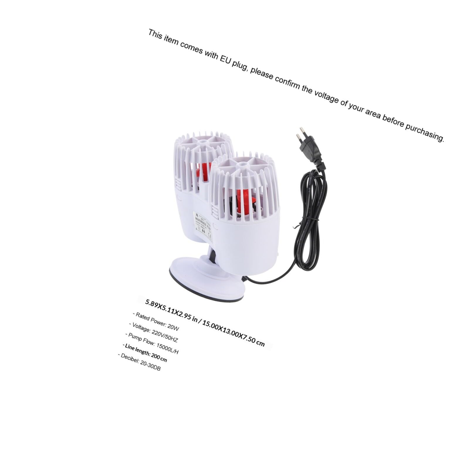 Aquarium Wellenpumpe Kunststoff Leise Aquarien Reinigungspumpe mit Dichtem Filter Propellerdesign 15000l/h Durchfluss für Fischbecken und Fische