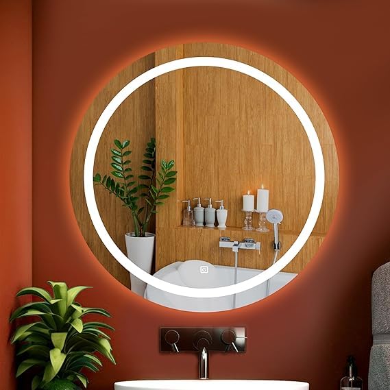 Image of Rectangle 3Line Led Mirror Glass for Bathroom Wall - Decorative Home Decor Mirror Glass for Bedroom Living Room Drawing Room Makeup Room Wash Basin (12 inchx18 inch)