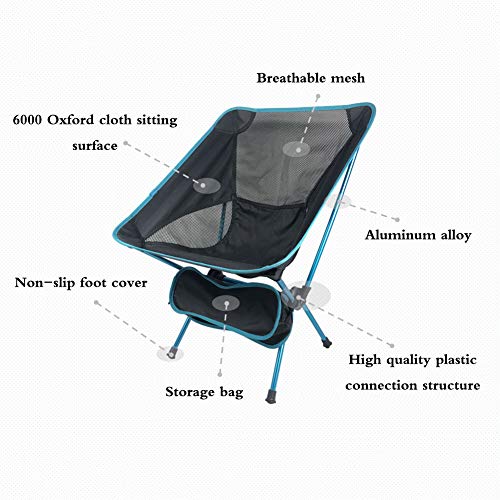 Chaise pliable de camping en aluminium bleu et portable - 3