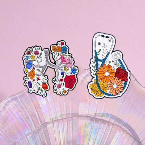 Image of Uterus Pin Medical Obgyn Pins Stethoscope Brooch Medicine Symbol Lung Brooch for Gynecologist Medical Doctors Nurse Gifts Jewelry