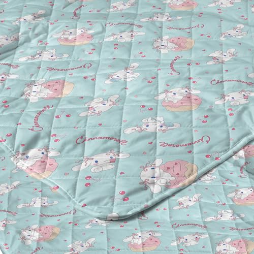Image of Northwest Sanrio Cinnamoroll Reversible Quilted Throw, Kawaii Cherry Cupcake Pattern, for Anime Fans, Game Room, Chair or Couch, 60 x 80 Inches