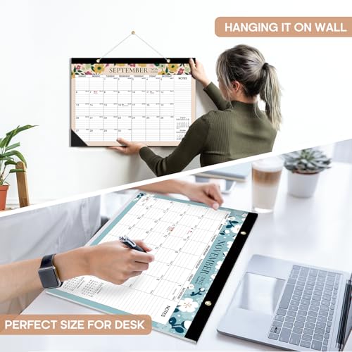 Image of Desk Calendar 2026-2027, 21-Month Calendar Runs Unitl June 2027, Large 17 inch x 12 inch Monthly Desktop & Wall Calendar for Home & Office - Twilight Petals