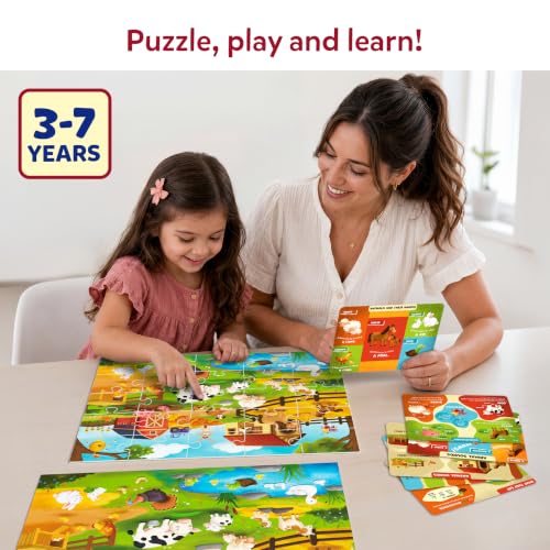 Image of Skillmatics Puzzle & Learn - Farm Animals, 25-Piece Jigsaw Puzzle | 6 Learning Boards, Educational Screen-Free Activity for Preschoolers & Toddlers, Gift for Boys & Girls Ages 3, 4, 5, 6, 7