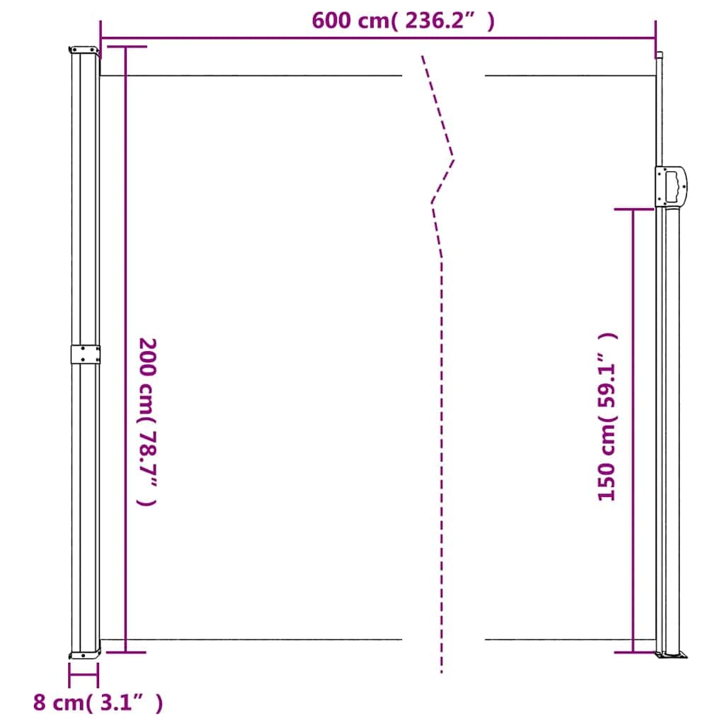 vidaXL Toldo Lateral Retráctil, Pantalla de Privacidad, Toldo Resistente al Agua Rayos UV, Toldo Lateral para Jardín Patio Balcón, Gris Antracita