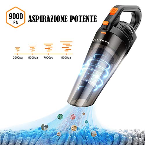 Aspirabriciole Senza Fili, HONITURE Aspirapolvere Portatile Potente 9000 PA, 30 Minuti di autonomia, Ricaricabile 3-4 Ore Veloce, Basso Rumore, Uso a secco e umido per Casa,Auto,ufficio