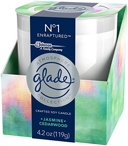 Glade Crafted Soy Candle, Air Freshener, Enraptured, Jasmine Cedarwood, 4.2 oz