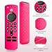 ONEBOM (2 Pack) Silicone TV Remote Cover,Anti Slip Silicone Protective Case with Same Color Lanyard（Not Glow Rose Red&Not Glow Sky Blue）