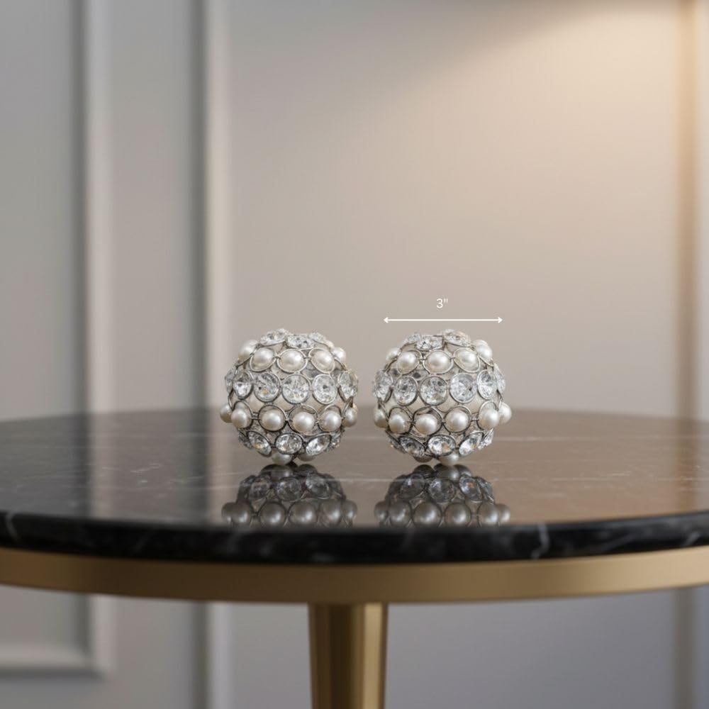 Facetas Perla - Bolas de cristal y perla (7,6 cm, 2 unidades)