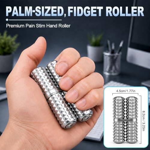 Image of Handheld Fidget Toy, Metal Hand Roller Thumb-Press Massage Style Pain for Adult Relieve Stress Anxiety Tension, Office Travel Classroom, Novelty Gifts for Friends - Sliver