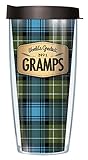 Signature Tumblers World's Greatest No. 1 Gramps Wrap on Blue Flannel 16 Ounce Double-Walled Travel Tumbler Mug with Black Easy Sip Lid