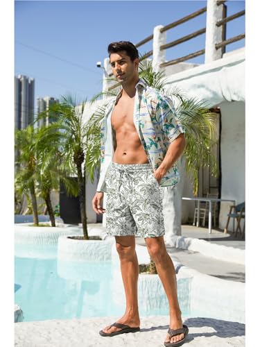 Image of RQP Mens Cotton Linen Shorts Casual Drawstring 7inch Inseam Shorts Stretch Summer Beach Wear