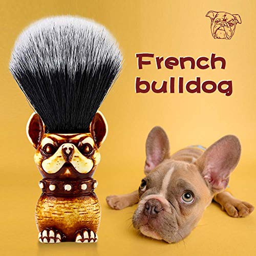 Rasierpinsel Vegan mit Reisedose Rasierset Classic Nylon Fibre Harzgriff Anbbas Größe Shaving Bürste (Knot 22mm) (Braun) - Image 3