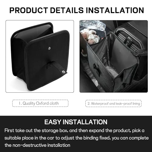 Image of Foldable Car Trash Can, Waterproof Leakproof Hanging Auto Garbage Can, Multifunctional Large Capacity Vehicle Garbage Bag Storage Bag Organizer, Interior Car Accessories (Small)