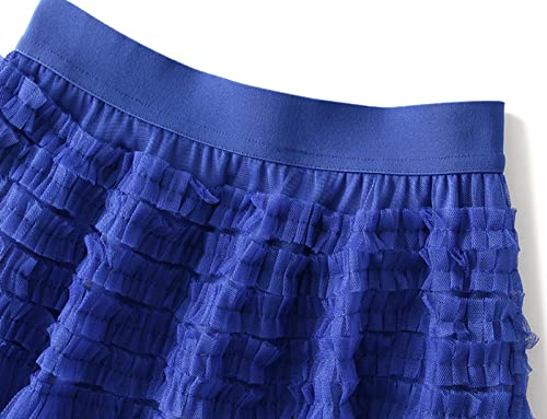 Easyoyo Saia feminina de tule evasê de malha, saia de tule com cintura elástica e babados em camadas