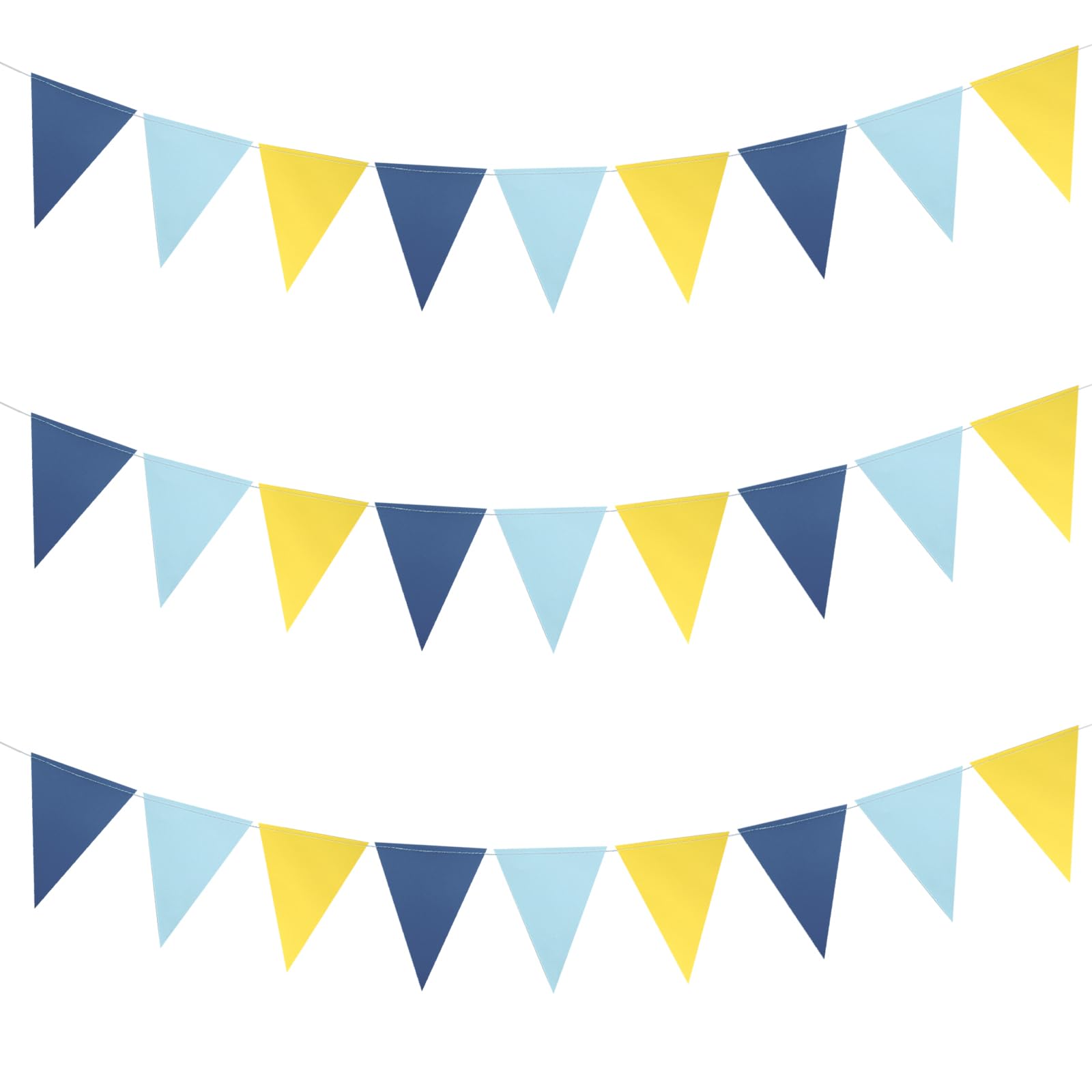 Mefuny 3 Pack Yellow Blue Party Decorations Yellow Blue Pennant Banner Paper Triangle Flags Bunting For Wedding Decor Capri Lemon Birthday Nautical