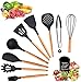 Ozvavzk Utensilios de Cocina, Kit Utensilios Cucharones de Silicona Cocina Madera Utensilios Kitchen Set, Resistente Al Calor para Hornear en la Cocina Juego de 11 Piezas Negro