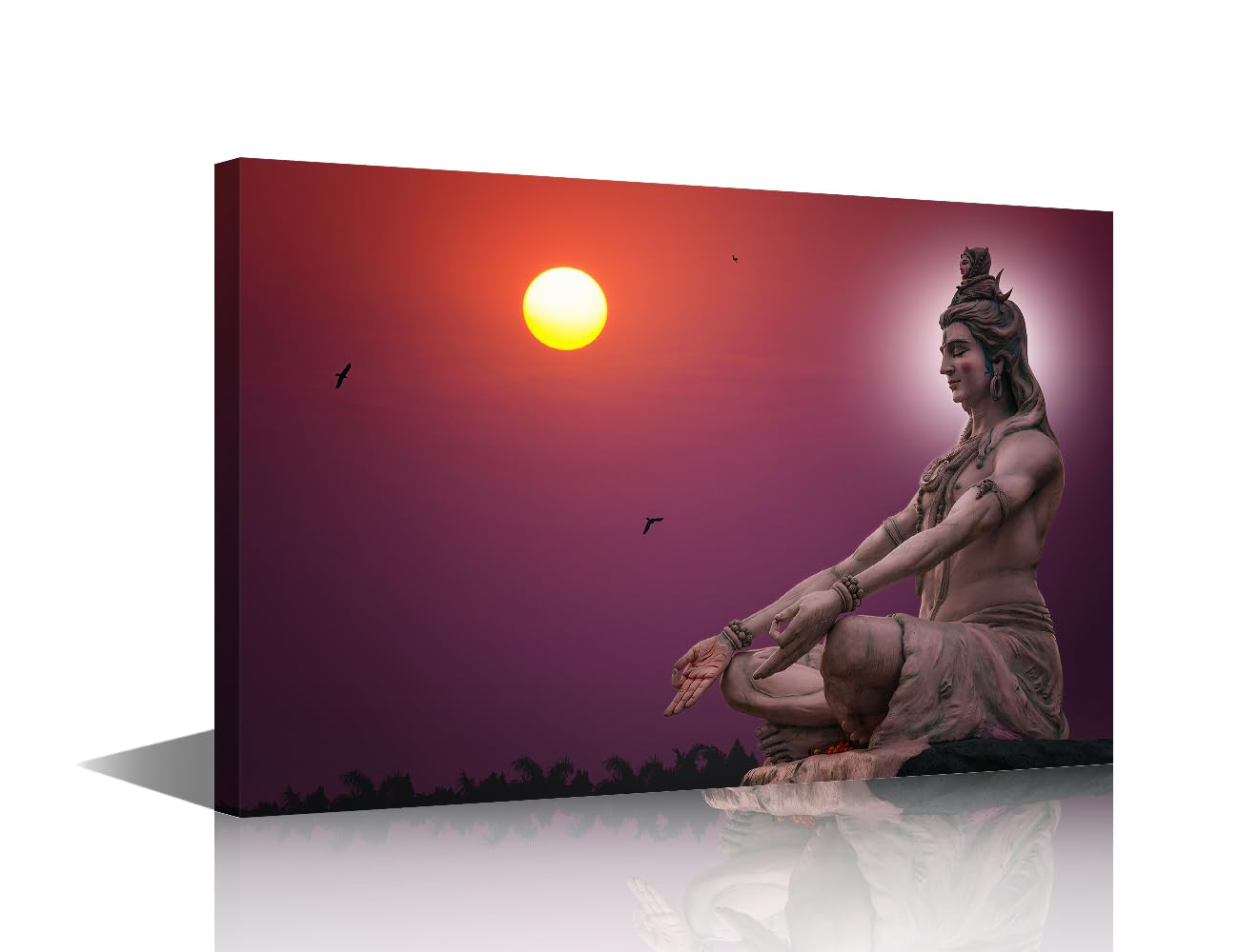 TISHIRON Wall Art Hindu God Shiva Wall Decor Hinduism Home Decor Hindu Gods Meditation Wall Decorations for Living Room Bedroom Office Artwork for Home Walls Framed Ready to Hang 24x16inch