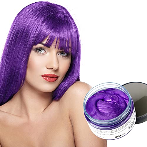 Hair Color Wax, Unisex Purple Instant Hair Dye Wax 4.23 oz Temporary Hairstyle Cream Styling Hair Paint Party Cosplay