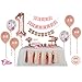 Ellia First Birthday Girl Decorations, 1st Smash Cake Fun Party Set, Rose Gold Pink Decor - “One” Topper, Confetti Balloons, Bday Bunting, “I am One” Banner, Tassels, Ribbon, Heart Sticks