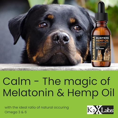 Busters 2Pack Calming Pet Hemp Oil for Dogs, Cats, Infused with Melatonin for Dogs, Sleep Support, Pain Relief, Natural Anxiety Relief, Ideal Omega Ratio, Adrenal Support (Calming Formula 2-Pack) Busters 2Pack Calming Pet Hemp Oil for Dogs, Cats, Infused with Melatonin for Dogs, Sleep Support, Pain Relief, Natural Anxiety Relief, Ideal Omega Ratio, Adrenal Support (Calming Formula 2-Pack)