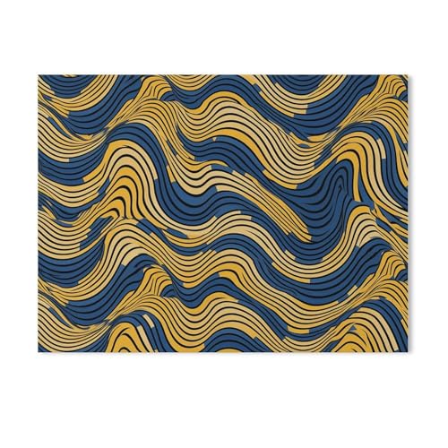 Peinture décorative à motif bleu et jaune sur toile pour chambre