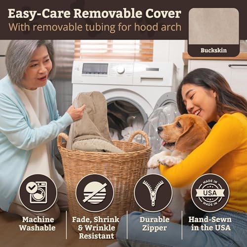 Image of Snoozer Cozy Cave Dog Bed, Round Covered Dog Bed, Buckskin (L)