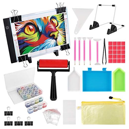 (159PCS) Diamond Painting A4 LED Light Pad Kit,DIY Dimmable Light Brightness Board,LED Artcraft Tracing Light Table,Reusable A4 Painting Pads Great for Full Drill & Partial Drill 5D Diamond Painting.
