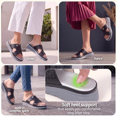 Image of YOHO SDL 111 Slides for Women | Orthopedic & Soft Sandal for Ladies | Fancy Slippers /Chappal For Girls | Stylish Heeled Wedhes for Everyday Wear