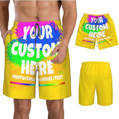 Custom Swim Trunks for Men Design Beach Shorts Add Your Text/Photo Custom Gift for Dad Custom Shorts