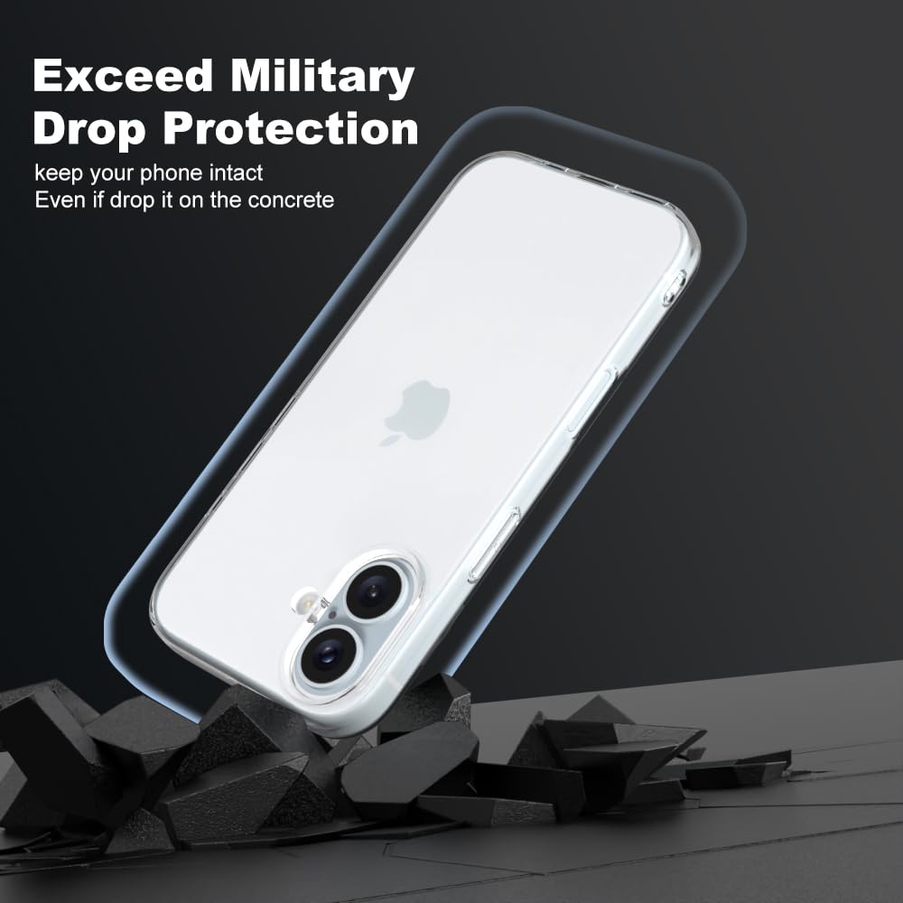 Captor Cover iPhone 16, Custodia Trasparente in Silicone Morbido, Protezione Fotocamera, Anti-Ingiallimento, Flessibile e Resistente per iPhone 16 Cover (Bordi Rialzati)