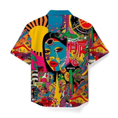 Image of Men's Floral Button-Down Shirt, Cotton Blend Stretchable, Casual Printed Striped Stylish Shirt