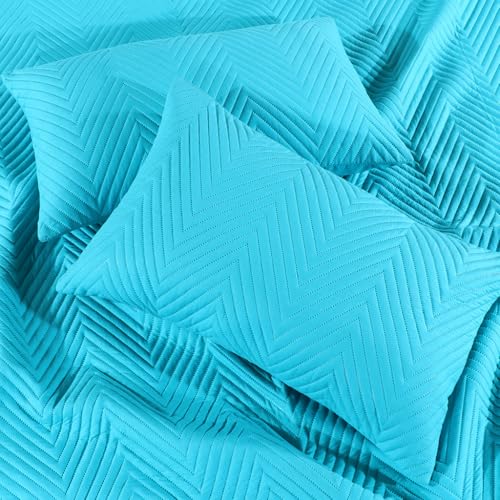 Image of RD TREND Cotton Quilted Pillow Cover Set of 2 |Ultra-Soft, Cooling & Breathable | Skin & Hair Friendly | Hidden Zipper Pillowcases for Bedroom |Standard Size 18x28 Inches, Aqua